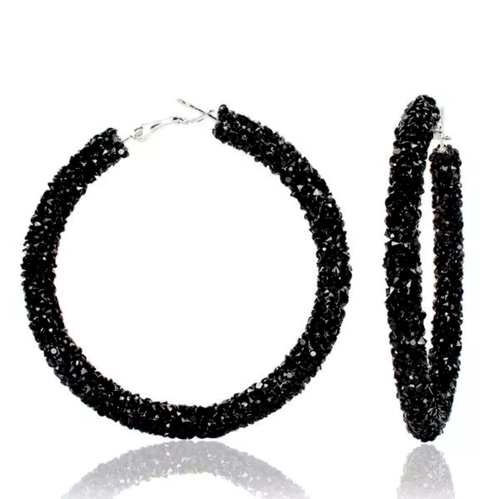 Hoop earrings shimmer black